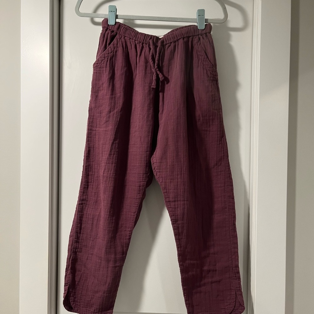 Women's Cropped Drawstring Pants — Deep Plum